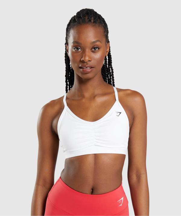 Damske Športové Podprsenky Gymshark Ruched Biele | RE9384256